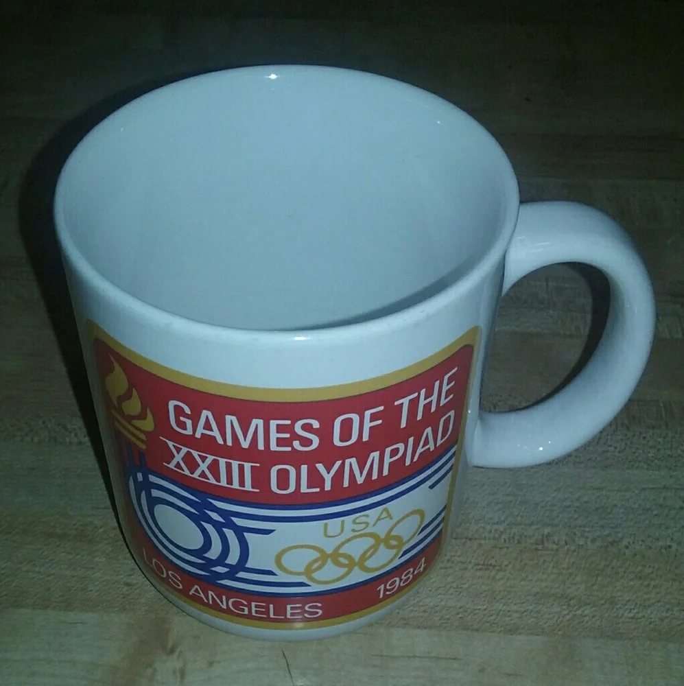 Vtg 1984 Olympic Game Coffee Mug By Papel USA Made